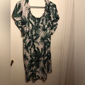 H&M Green and White Tropical Dress